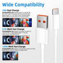 Carica l'immagine nel visualizzatore di Gallery, 2 Pack 120W 6A Cavo USB C Ricarica per Xiaomi 17 Ultra 17T 15 14T 13T Pro