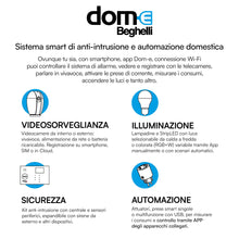 Carica l'immagine nel visualizzatore di Gallery, Beghelli Videocamera di Sorveglianza Dom-e Motion Plus Orientabile da App Full HD - Controllo Smartphone, Wi-Fi, Led Inf