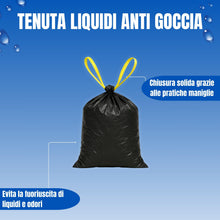 Carica l'immagine nel visualizzatore di Gallery, Bottari 60 Sacchi Immondizia 40L 55x65 cm con Maniglie di Chiusura, Nero, Sacchi per Spazzatura Resistenti e Riciclati, 