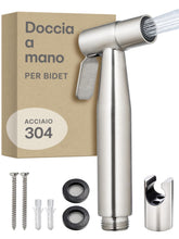 Carica l'immagine nel visualizzatore di Gallery, Praknu Bidet Spruzzatore con Doccetta e Supporto – Idroscopino WC Inox