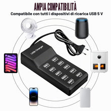 Carica l'immagine nel visualizzatore di Gallery, Caricatore USB multiuso, nero, 50 W, stazione di ricarica Multi USB-A, caricatore USB a 0 porte, stazione di ricarica US