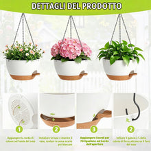 Carica l'immagine nel visualizzatore di Gallery, Set di 3 vasi sospesi per piante da 25 cm, con sistema di irrigazione, vaso da fiori autoirrigante, da appendere, per in