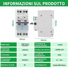 Carica l'immagine nel visualizzatore di Gallery, Commutatore 2P 63A interruttore separatore di carico Dual Power Manual Transfer Isolating Switch AC 230V con doppia pote
