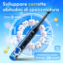 Carica l'immagine nel visualizzatore di Gallery, Spazzolino Elettrico Bambini 3-6-12-18 Anni Spazzolino Elettrico Bambina Bambino Bimbo Con Timer, Adesivi per Abitudini 