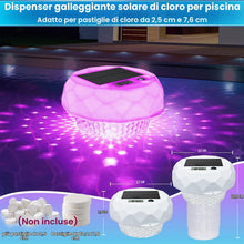 Carica l'immagine nel visualizzatore di Gallery, Galleggiante cloro con luce solare e termometro, dispenser galleggiante con telecomando regolabile per piscine, stagni, 