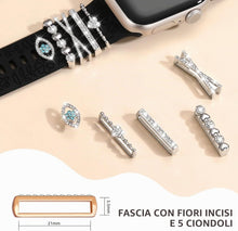 Carica l'immagine nel visualizzatore di Gallery, Cinturino Inciso con Fiori e Decorazioni Incantevoli Compatibile con Apple Watch Cinturini 38mm 40mm 41mm 42mm 44mm 45mm