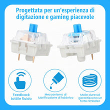 Carica l'immagine nel visualizzatore di Gallery, 100pz Interruttori Meccanici per Tastiera, 3 Pin Blu Antipolvere e Impermeabili Interruttori Clicky per Tastiere Meccani