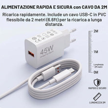 Carica l'immagine nel visualizzatore di Gallery, Caricatore 45W per Xiaomi, Cavo USB-C 2M, Ricarica Rapida