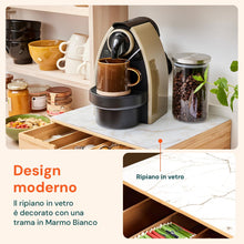 Carica l'immagine nel visualizzatore di Gallery, Avilia Porta Cialde Caffè in Bambù con Cassetto, Vetro Marmorizzato Bianco