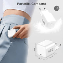 Carica l'immagine nel visualizzatore di Gallery, YISH 65W Caricatore USB C Rapido - GaN PD3.0 Caricabatterie USB C Alimentatore Presa Compatibile con iPhone 18 17 16 Gal