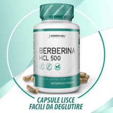 Carica l'immagine nel visualizzatore di Gallery, Berberina | 500 mg HCL - Berberine | 120 Capsule - per 4 Mesi | Regolazione Glicemia - Supporto al Colesterolo e Metabol