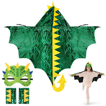 Carica l'immagine nel visualizzatore di Gallery, Aomig Mantello di Dinosauro per Bambini - Costume da Drago con Maschera per Giochi di Ruolo, Festa a Tema Carnevale Masq