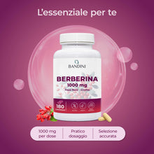 Carica l'immagine nel visualizzatore di Gallery, Bandini® Berberina 1000mg pura alto dosaggio | 180 compresse - Berberin HCl