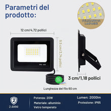 Carica l'immagine nel visualizzatore di Gallery, Faretto LED Esterno 2 Pezzi Potenti Faro a Esterni IP65 Impermeabile Super Illuminoso, Nero 20W 2000LM Faretti Led Lampa