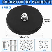 Carica l'immagine nel visualizzatore di Gallery, 4 Magneti Filettati Extra Potenti, 43mm Magnete Rivestiti in Gomma con Viti M4, Magnetini Neodimio Antiscivolo, Base Mag