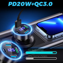 Carica l'immagine nel visualizzatore di Gallery, 4-Porte Accendisigari USB C, 50W QC3.0 &amp; PD Caricatore Auto Presa USB Auto Veloce Carica Batteria per Auto Cellulare Acc