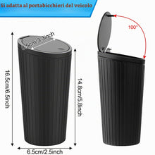 Carica l'immagine nel visualizzatore di Gallery, TZEKING Pattumiera per auto con coperchio, mini pattumiera portatile con 5 rotoli impermeabile anti-odore lavabile, per 