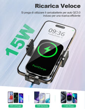 Carica l'immagine nel visualizzatore di Gallery, Glangeh 15W Caricatore Wireless Auto, [Ventosa+Clip+QC3.0] Automatico-Bloccaggio Ricarica Wireless Auto, Porta Cellulare