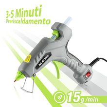 Carica l'immagine nel visualizzatore di Gallery, WORKPRO Pistola per colla calda 60 W con 20 bastoncini di colla 11 x 100 mm, pistola per colla elettrica di riscaldament