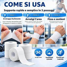 Carica l'immagine nel visualizzatore di Gallery, 8 Rotoli Nastro Sportivo Bianco Nastro Autoadesivo Bendaggi Sportivi Strappabile 3,8cm x 10m