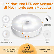 Carica l'immagine nel visualizzatore di Gallery, AiQInu 2 Pezzi Luce Notturna Sensore Movimento, 3 Modalità Luce Notturna Interna(Auto/On/Off), Adesiva Lampada Armadio L