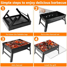 Carica l'immagine nel visualizzatore di Gallery, Barbecue Portatile a Carbone,BBQ Grill Pieghevole,43cm x29cmx 22cm