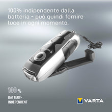 Carica l'immagine nel visualizzatore di Gallery, Varta 17680101401 Torcia LED a mano DYNAMO portatile LED con carica a dinamo, 28 Lumen, 100% Resistente agli urti e idro