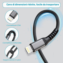 Carica l'immagine nel visualizzatore di Gallery, Cavo i-Phone Apple Certificato MFi 0.3M 2Pezzi, Cavo USB Ca-vo Ricarica i-Phone Nylon Cavetto iP-hone Filo Caricatore iP