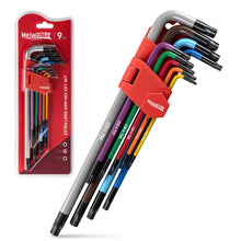 Carica l'immagine nel visualizzatore di Gallery, 9 Pezzi Braccio Extra Lungo Set di Chiavi a Brugola, Professionali Multicolour Chiave a Brugola Torx Testa Stella T10 - 