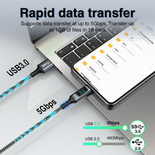 Carica l'immagine nel visualizzatore di Gallery, Cavo USB Type-C,1M USB 3.0 10Gbps USBC Ricarica Rapida with LED Display