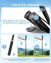 Carica l'immagine nel visualizzatore di Gallery, 110cm Bastone Selfie Treppiede con 2 Luci di Riempimento, Treppiede per Smartphone Portatile Estensibile con Telecomando