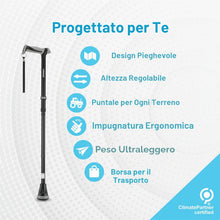 Carica l'immagine nel visualizzatore di Gallery, Bastone Pieghevole per Camminate Tutti i Terreni, Punta Pivot e Ausilio per la Mobilità Robusto, Bastone da Passeggio Pi