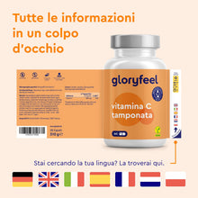 Carica l'immagine nel visualizzatore di Gallery, Vitamina C Tamponata – 1000 mg per Dose Giornaliera – Alta Tollerabilità, Delicata sullo Stomaco, Vegan – 365 Capsule pe