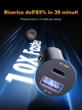 Carica l'immagine nel visualizzatore di Gallery, GRIFEMA Caricatore auto USB C 30W a doppia porta