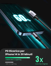 Carica l'immagine nel visualizzatore di Gallery, UGREEN USB C to Lightning Cable MFi Certified Fast Charging PD 18W (1M)