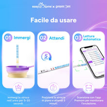 Carica l'immagine nel visualizzatore di Gallery, Easy@Home 40 Test Ovulazione + 10 Test Gravidanza, Altamente Preciso e Affidabile –Alimentata da gratuita Italiana APP P