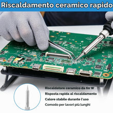Carica l'immagine nel visualizzatore di Gallery, Kit Saldatore a Stagno 60W 9 Pezzi, temperatura regolabile 200-450°C con 5 punte supporto stagno e spugna, per riparazio