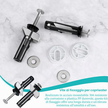 Carica l'immagine nel visualizzatore di Gallery, Nuovo Kit di Bulloni per Sedile WC 4 Pezzi, Universale Lungo