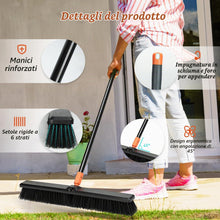 Carica l'immagine nel visualizzatore di Gallery, TreeLen Scopa a spinta da 61 cm per esterni, resistente, con manico lungo, setole rigide, per patio, cortile, garage, te