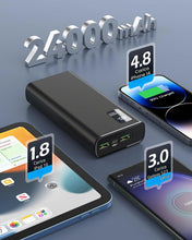 Carica l'immagine nel visualizzatore di Gallery, Power Bank 24000 mAh, power bank piccolo ma forte (USB C Output &amp; Input) 5 A, batteria esterna per cellulare con funzion