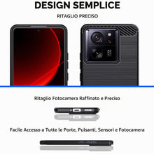 Carica l'immagine nel visualizzatore di Gallery, Custodia Cover per Xiaomi 13T/13T Pro,Spazzolata e Fibra di Carbonio Morbido Silicone TPU Cover,Antigraffio, Antiscivolo