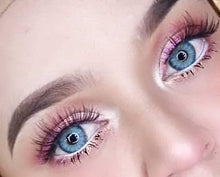 Carica l'immagine nel visualizzatore di Gallery, Lenti a contatto blu naturali e molto coprenti SILIKON COMFORT NEWNESS colorato Viola Blue + contenitore di GLAMLENS - 1