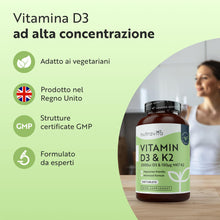 Carica l'immagine nel visualizzatore di Gallery, Nutravita Vitamina D3 K2 MK7-240 Compresse