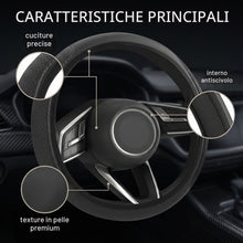 Carica l'immagine nel visualizzatore di Gallery, Coprivolante Auto Universale in Pelle Elastica, Copri Volante per Auto Antiscivolo e Traspirante, Accessori Interni per 