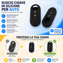 Carica l'immagine nel visualizzatore di Gallery, Cover Guscio Chiave Silicone Gomma Compatibile con Fiat 500 500L Panda Punto Qubo Lancia Ypsilon Delta 3 Tasti Custodia 