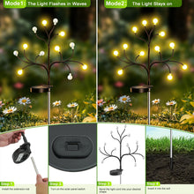 Carica l'immagine nel visualizzatore di Gallery, FIFlying Luci solari da giardino per esterni, 2 pezzo 12 LED Illuminazione da giardino Firefly 2 modalità Forma flessibi