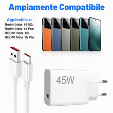 Carica l'immagine nel visualizzatore di Gallery, Caricabatterie USB da 45 W per Xiaomi Red-mi Note14 5G /14 Pro/15 Pro/15, Poco X7 X5 X4 X3 F7 F5 M7 M6 C75 C65, caricaba