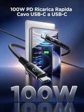 Carica l'immagine nel visualizzatore di Gallery, Cavo USB C USB C 3M 100W 5A Cavetto Ricarica Rapida PD USB Type-C Caricatore Carica Nylon Filo Caricabatterie USBC per i