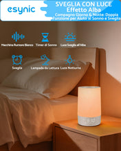 Carica l'immagine nel visualizzatore di Gallery, eSynic 2 in 1 Sveglia Luminosa Alba e Macchina Rumore Bianco, Luce Notturna Display Dimmerabile, 30 Suoni Rilassanti, Ti