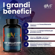 Carica l'immagine nel visualizzatore di Gallery, OVF Melatonina per Dormire Bene Senza Risvegli 180 Capsule 6 Mesi di Scorta con Zinco, Selenio, Adenosina e Glicina Inte